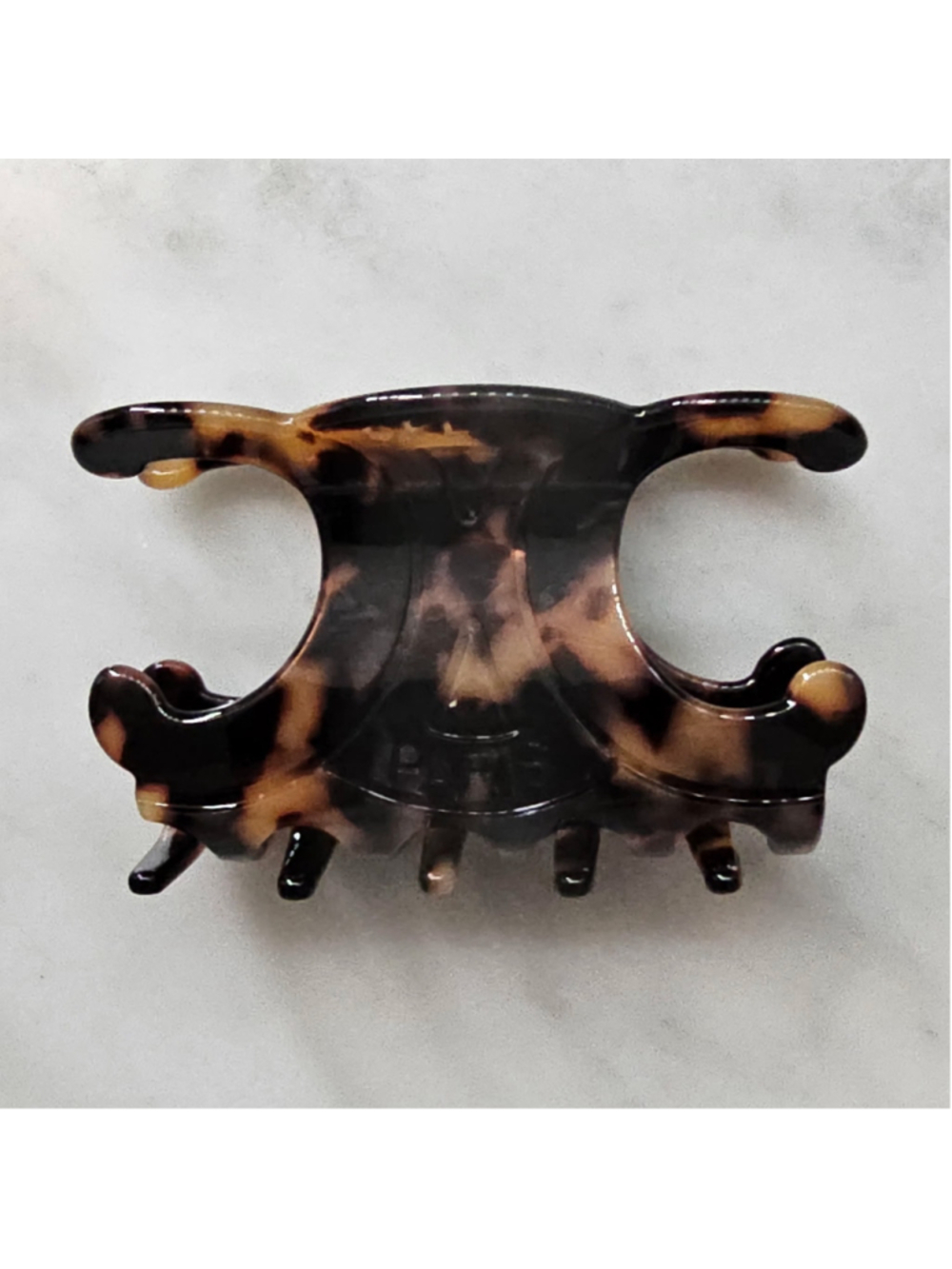 CELINE Paris Triomphe Hair Claw Clip Brown Tortoise Designer Luxury 2"